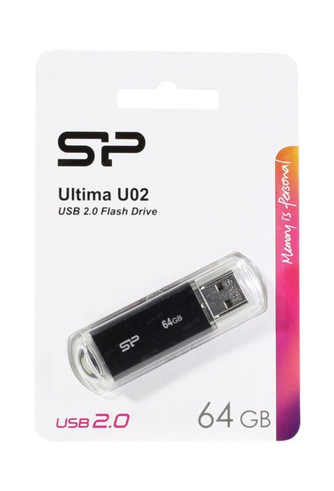 Silicon Power USB U02 64GB 2.0 Μαύρο