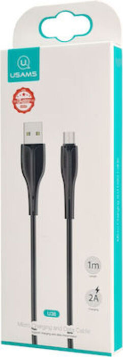 Usams Καλώδιο Regular USB 2.0 to Micro USB US-SJ373 10W 1m Μαύρο