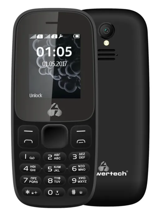 POWERTECH MILLY SMALL II CELL PHONE WITH LENS, DUAL SIM BLACK