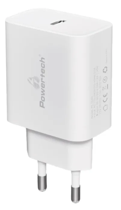 POWERTECH ΦΟΡΤΙΣΤΗΣ ΤΟΙΧΟΥ USB-C, 30W, ΛΕΥΚΟΣ