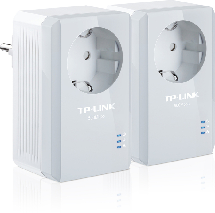 TP-LINK TL-PA4010P KIT V5 POWERLINE ΔΙΠΛΟ ΓΙΑ ΕΝΣΥΡΜΑΤΗ ΣΥΝΔΕΣΗ, PASSTHROUGH ΜΕ ΠΡΙΖΑ + ΘΥΡΑ ETHERNET