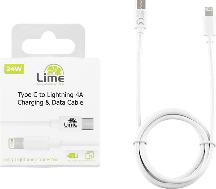 LIME TYPE-C TO LIGHTNING CABLE 1m WHITE