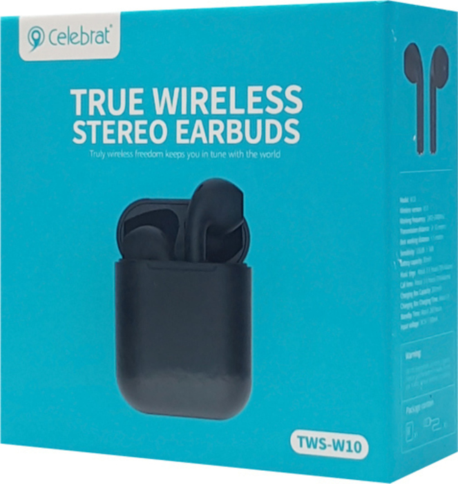 Celebrat W10 Earbud Bluetooth Handsfree Ακουστικά με θήκη φόρτισης Μαύρα Celebrat W10 Earbud Bluetooth Handsfree Ακουστικά με θήκη φόρτισης Μαύρα