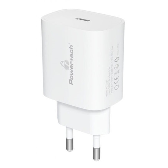 Powertech USB-C Wall Charger, 20w, White Powertech USB-C Wall Charger, 20w, White