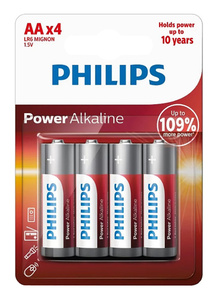  PHILIPS AA ALKALINE BATTERIES 4PCS