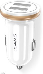 USAMS CAR CHARGER 2.4A METALLIC WHITE