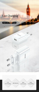 USAMS WALL CHARGER T18 1XUSB-A WHITE Photo 2