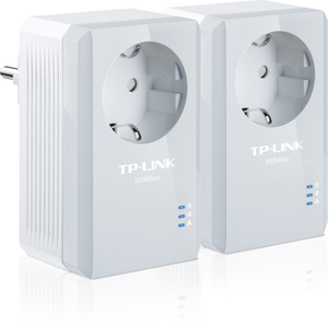 TP-LINK TL-PA4010P KIT V5 POWERLINE ΔΙΠΛΟ ΓΙΑ ΕΝΣΥΡΜΑΤΗ ΣΥΝΔΕΣΗ, PASSTHROUGH ΜΕ ΠΡΙΖΑ + ΘΥΡΑ ETHERNET