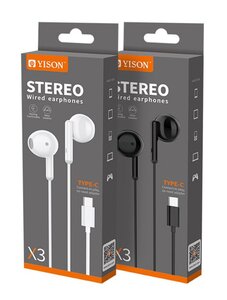 YISON EARPHONES WITH MIC X3, TYPE-C, 1.2M, BLACK Photo 2