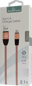  POWERTECH USB 2 / MICRO COPPER 1M -FLAT 3.8MM GOLD Photo 2