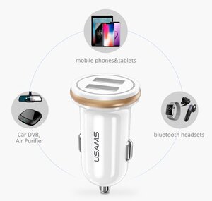 USAMS CAR CHARGER 2.4A METALLIC WHITE Photo 2