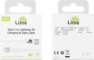 LIME TYPE-C TO LIGHTNING ΚΑΛΩΔΙΟ 1m ΛΕΥΚΟ Φωτογραφία 3