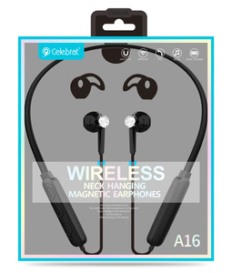 Celebrat Bluetooth Headphones A16, with magnet & mic HD, Black